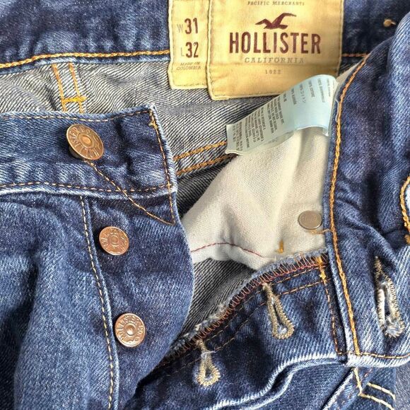 Hollister Button Fly Straight Jeans W31 L32 100% Cotton - Picture 11 of 13